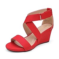DREAM PAIRS Women's Elastic Ankle Strap Wedge Sandals