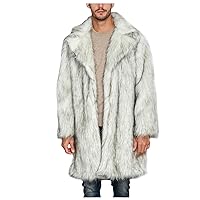 Men's Luxury Faux Fur Coat Jacket Winter Warm Furry Long Coats Thicken Soft Jacket Overwear Outwear