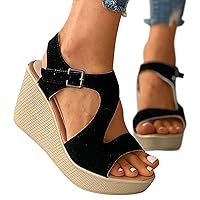 Rvidbe Summer Sandals for Women Comfortable, Womens Open Toe Espadrille Platform Sandals Summer Dressy Wedge Sandals Shoes