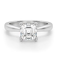 Siyaa Gems 1.80 CT Asscher Moissanite Engagement Ring Wedding Eternity Band Vintage Solitaire Halo Silver Jewelry Anniversary Promise Vintage Ring Gift