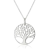 Adabele 1pc Authentic Sterling Silver Tree of Life Disk Immortality Growth Strength Wishbone Lucky Pendant Necklace Hypoallergenic Nickel Free Jewelry Women Girl Birthday Gift