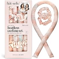 Kitsch Satin Heatless Curling Set - Overnight Hair Curlers to Sleep in, Heatless Curls, Heatless Hair Curler Overnight Curls, Heatless Curling Rod Headband, No Heat Soft Curlers to Sleep in - Sunset