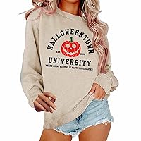 Large Womens Sweatsuit Womens Casual Halloween Print Long Sleeve Round Neck Sweatshirt Loose Tops Dressy Womens