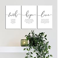 Scripture Quote Hebrews 11 Poster and Prints Faith Hope Love Bible Verse Wall Art Canvas Framed Painting Artwork 3 Pieces Home Decoration for Living Room Christian Bedroom
