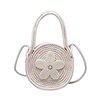 Tote Bag for Women Cotton Purses and Handbags Hand-Woven Top Handle Satchel Bag Flower Crossbody Shoulder Handbag