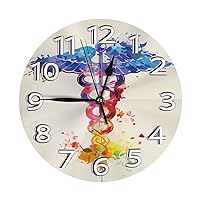 Silent Non-Ticking 10 Inch Wall Clocks Watercolor-Medical-Art-Doctor-Nurse Clock Number for Kitchen,Bedrooms,Office