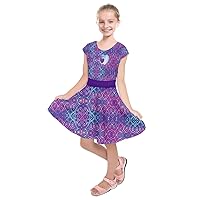 PattyCandy Girl's Valentine's Costume Sparkly Hearts & Cute Bunny Patterns Kids Short Sleeve Dress, Size:2-16