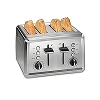 Hamilton Beach 4 Slice Toaster with Extra-Wide Slots, Bagel Setting, Toast Boost, Slide-Out Crumb Tray, Auto-Shutoff & Cancel Button, Stainless Steel (24798)