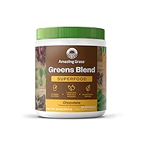 Greens Blend Superfood: Super Greens Smoothie Mix with Organic Spirulina, Chlorella, Beet Root Powder, Digestive Enzymes & Probiotics, Chocolate, 30 Servings (Packaging May Vary)