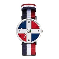Dominican Republic Flag Unisex Quartz Watches Arabic Numerals Wrist Watch with Adjustable Strap for Men Women