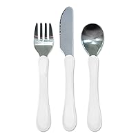 Learning Cutlery Set Helps Toddler Develop Independent Eating Skills Designed for Small Hands, Contoured Handles for Easy gripping, Safety Edge on Knife, Dishwasher Safe