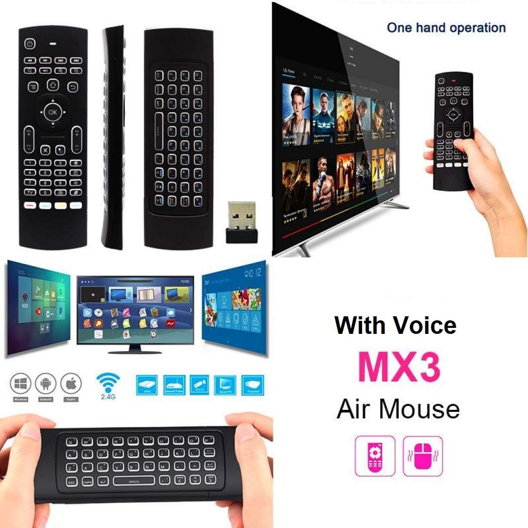 Favormates Air Remote Mouse MX3 Pro,2.4G Backlit Kodi Remote Control,Mini Wireless Keyboard & Infrared Remote Control Learning, Best for Android Smart Tv Box HTPC IPTV PC Pad Xbox Raspberry pi 3
