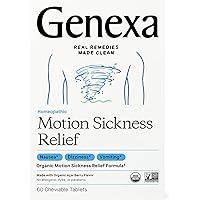 Genexa Motion Sickness Relief - 60 Chewable Tablets - Multi-Symptom Nausea Medicine - Certified Vegan, Organic, Gluten Free & Non-GMO - Homeopathic Remedies