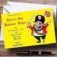 Yellow Pirate Personalized Children's Party Invitations