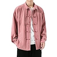 Japanese Retro Tassel Buttoned Shirt Men's Long-Sleeved Large Size Loose Jacket Chinese Traditional Clothing Top