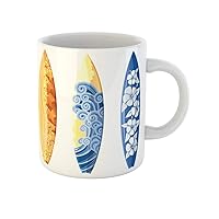 Coffee Mug Blue Surf Surfboards White Yellow Board Hibiscus Sea Surfer 11 Oz Ceramic Tea Cup Mugs Best Gift Or Souvenir For Family Friends Coworkers