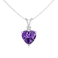 Natural Amethyst Heart shaped Pendant for Women in Sterling Silver / 14K Solid Gold/Platinum