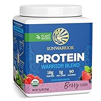 Vegan Protein Powder with BCAA | Organic Hemp Seed Protein Gluten Free Non-GMO Dairy Free Soy Sugar Free Low Carb Plant Based Protein Powder | Berry 15 SRV 375 G | Warrior Blend by Sunwarrior