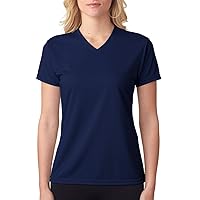 A4 Ladies' Textured Tech T-Shirt, Navy, X-Large