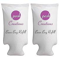 Posh Creations Foam Filling Bean Bag Refill, 100 L 2-PK, White with EZ-Pour Zipper Spout