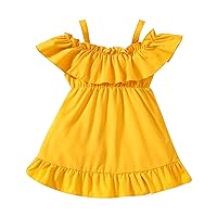 Girls Summer Suspender Ruffled Edge Lady Sweet Wind Dress Shrink Frilly Lace Suspender Skirt for 0 to 2