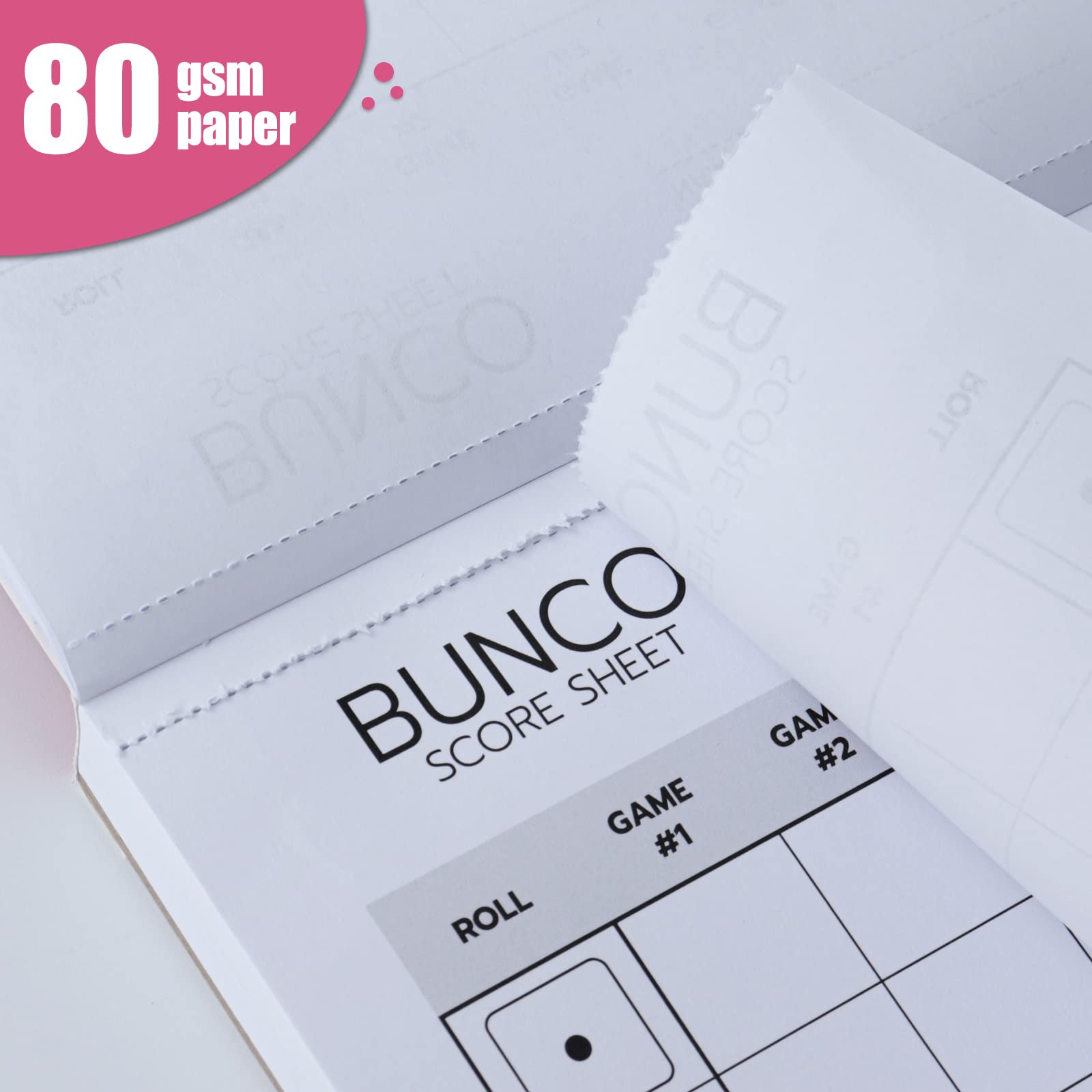 PlayDice Bunco Score Sheets, 100 Single Side Large Print Bunco Score Sheets with Perforation, Perfect Addition to Your Bunco Game Kit