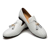 Men's Vintage Velvet Embroidery Noble Loafer Shoes Slip-on Loafer Smoking Slipper Tassel Loafer
