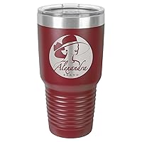 Personalized Tumblers 30 ounce with Lids, Your Logo, Name or Text Engraved in USA Customized Cups, Stainless Steel Vacuum Insulated Coffee Mugs, Father's Day Gifts (Maroon)