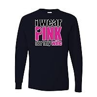 I Wear Pink for My Wife Breast Cancer Awareness Mens Long Sleeves