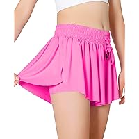 Girls Butterfly Shorts Womens Flowy Shorts 2-in-1 Youth Butterfly Skirts with Spandex Liner