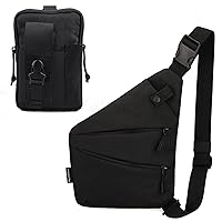 Sling Chest Bag for Men Anti-Theft Conceal Carry Crossbody Bag and Black Tactical Molle Pouch Bag EDC Utility Gadget Attachments Bag (pack of 2)