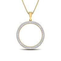 SwaraEcom 14K Yellow Gold Plated Round AAA+ Cubic Zirconia Girls Circle Locket Pendant for Womens