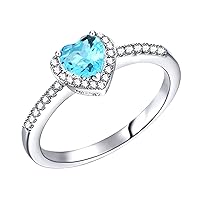 Blue Heart Crystal Wedding ring engagement rings