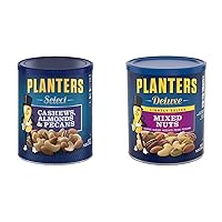 Planters Mixed Nuts Select Mixed Nuts 15.25 Ounce and Mixed Nuts Lightly Salted Deluxe Mixed Nuts 15.25 Ounce