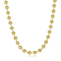 1mm-6mm 14k Yellow Gold Plated Ball Military Chain Necklace or Bracelet