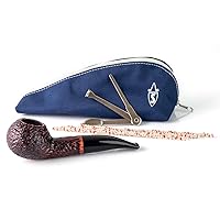 Savinelli One Kit - Wood Tobacco Pipe Set: Tobacco Pipe Tools, Zipper Pouch, Briar Pipe, Pipe Cleaners, Czech Pipe Tool, Rustic Author Briar Pipe, Made in Italy, Rusticated Finish, 321