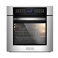 Empava 24 Inch Electric Single Wall Oven 10 Cooking Functions Deluxe 360° ROTISSERIE with Sensitive Touch Control in Stainless Steel, SC02