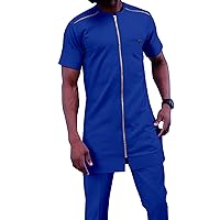 African Clothing for Men Tracksuit Dashiki Shirts and Print Pants Set Outfits Wear Sweatsuit Bazin Riche