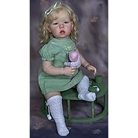 Angelbaby Big Reborn Toddler Dolls Girl Look Real 30 inch Reaistic Silicone Baby Weighted Doll Lifelike Handmade Reborn Baby with Blond Hair Real Looking Newborn Doll for Girls Boys Toys