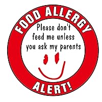 Allergy Warning Stickers,MeshaKippa 50pcs 3 inch Children Food Allergen Warning Stickers for Kids Stickers Baby Allergies Signs