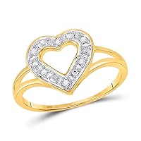 The Diamond Deal 10kt Yellow Gold Womens Round Diamond Split-shank Heart Ring 1/20 Cttw