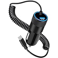 [Apple MFi Certified] iPhone 15 Car Charger Fast Charging, Rombica 90W Dual USB-C Power Cigarette Lighter PD Car Charger Adapter+6FT Coiled Type-C Cord for iPhone 15/15 Plus/15 Pro/15 Pro Max/iPad Pro