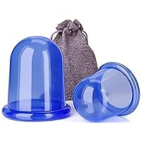 Cupping Therapy Set for Cellulite Massage - Silicone Suction Cup - Cellulite Remover for Body Vacuum Massage - Chinese Acupuncture Anti-Aging Wrinkle Reducer (2 Cups, Blue)