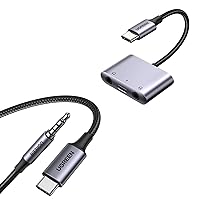 UGREEN USB C to 3.5mm Audio Adapter 3 in 1 Charger and Headphone Splitter USB C to Aux Dual Headphone Jack Bundle with Aux to USB C, Type C to 3.5mm Audio Jack Cable 6.6FT USB C to TRRS Headphone Car