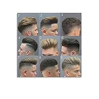 Barber Store Haircut Poster Men's Haircut Poster Men's Haircut Guide Poster Hair Salon Decoration Wall Art Paintings Canvas Wall Decor Home Decor Living Room Decor Aesthetic 28x28inch(70x70cm) Unfra