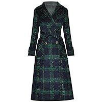 Woolen cloth Overcoat Winter Women Long sleeve Double -up Keep warm Plaid