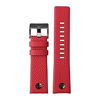 Leather watchband for Diesel DZ7395 DZ7370 DZ7257 DZ7430 Watch Band Soft Cowhide Strap Rivet 24m 26mm 28mm for Men Women (Color : Red Black Rivet, Size : 28mm)