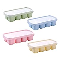 Ice Cube Tray, Ice Cube Mold Silicone Ice Cube Tray with Lid Cool Ice Cubes Container for Baby Porridge Whiskey Fruity 4 Pcs