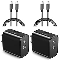 USB C Wall Charger Black,Costyle 2 Pack 20W Double Dual Port USB C Charger Block PD Fast Charging USB-C Power Adapter Type C Plug for iPhone 15 15 Plus 15 Pro Max,Galaxy,Pixel with 2X 6FT USB-C Cord