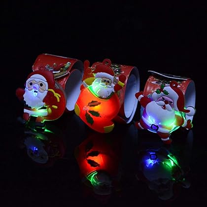 PandaLily Developmental Toy Cute Silicone Santa Claus Snowman Wrist Light Up Bracelet Kids